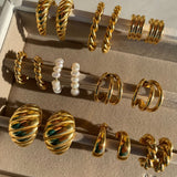Barbe Twisted Gold Hoops by Koréil Jewelry