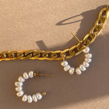 Claire Pearl Gold Hoops by Koréil Jewelry