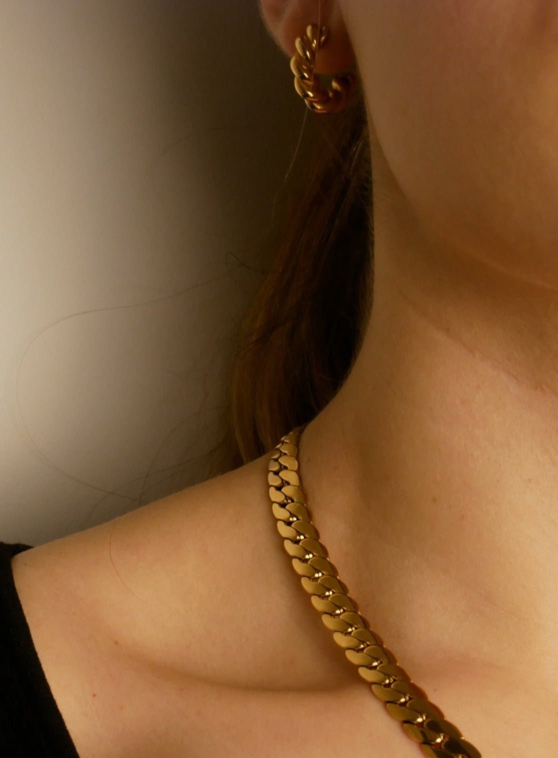 Hortense Twisted Gold Hoops by Koréil Jewelry