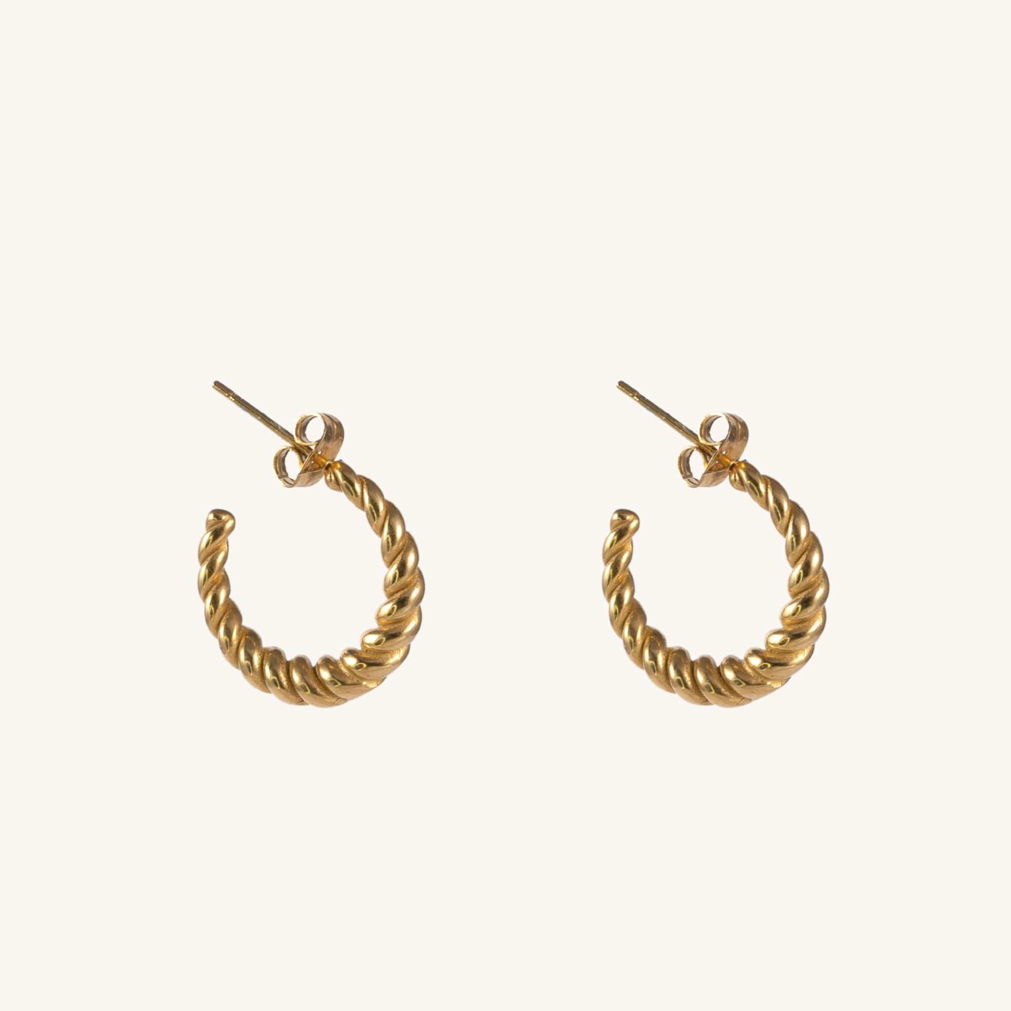 Jade Twisted Gold Hoops by Koréil Jewelry