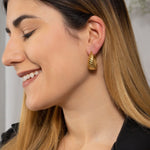Luna Ribbed Gold Hoops by Koréil Jewelry