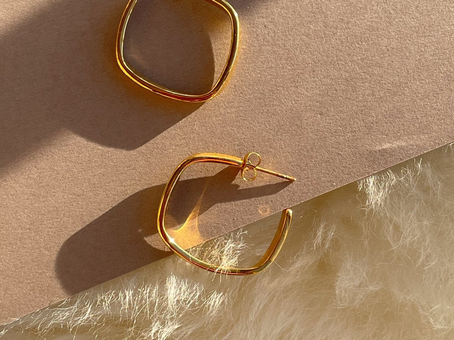 Mira Geo Gold Hoops by Koréil Jewelry