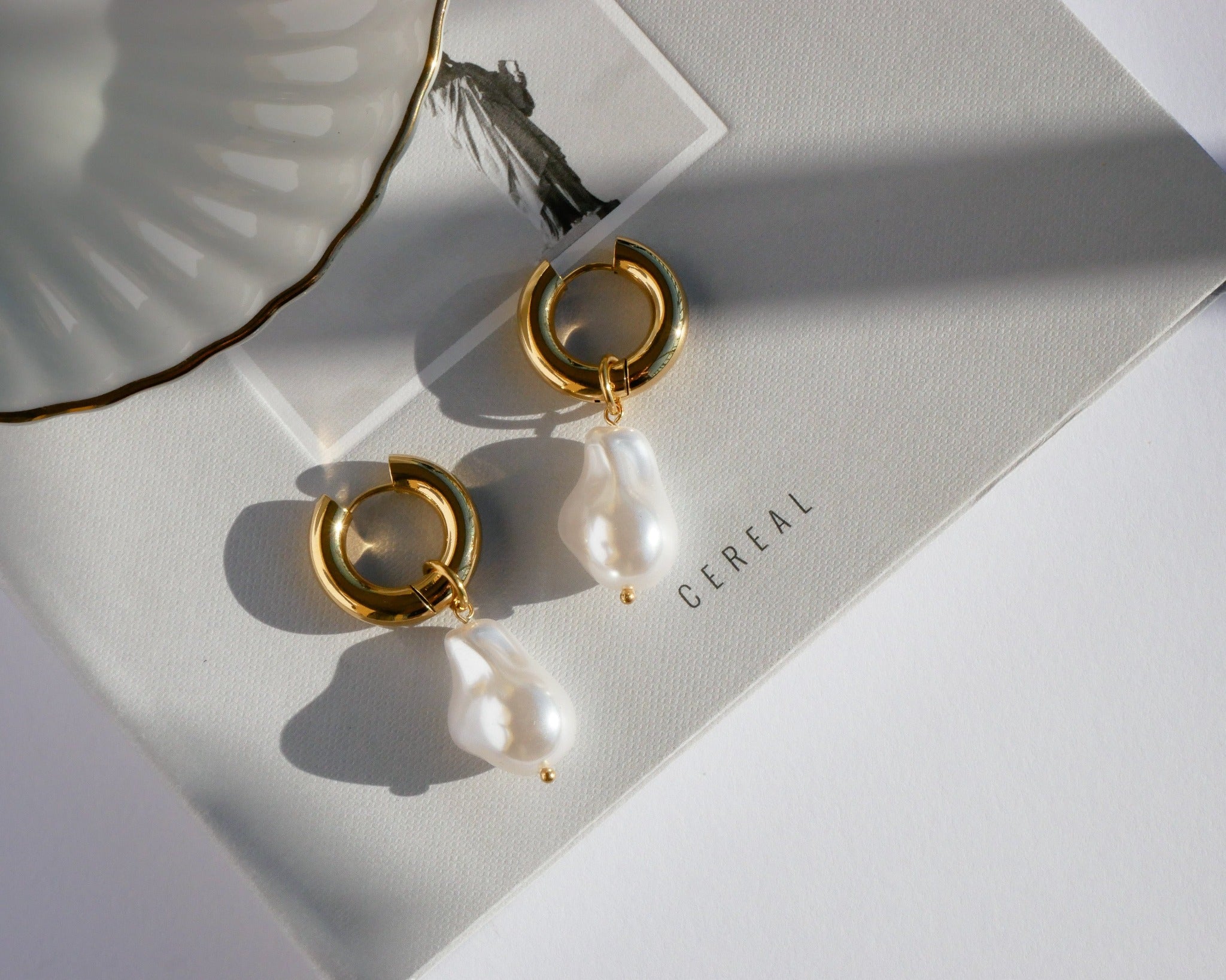 Pearl Ornament Hoops by Koréil Jewelry