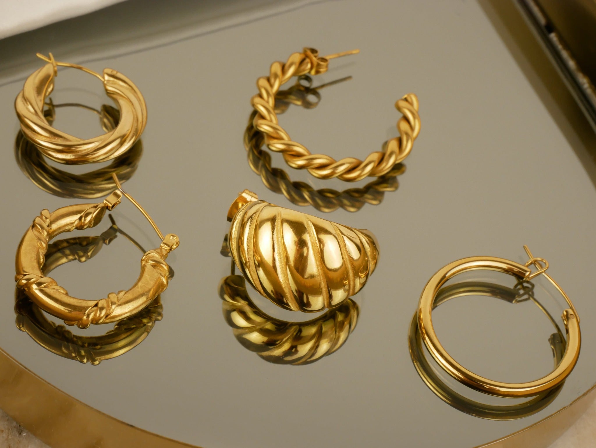 Poppy Twisted Gold Hoops by Koréil Jewelry