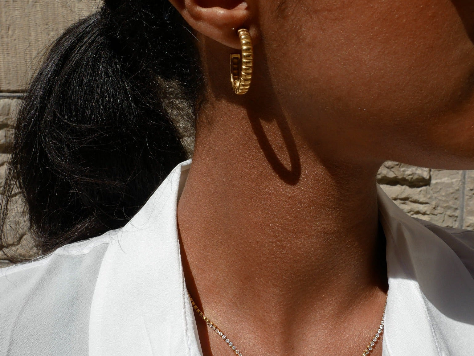 Celeste Ribbed Gold Hoops by Koréil Jewelry