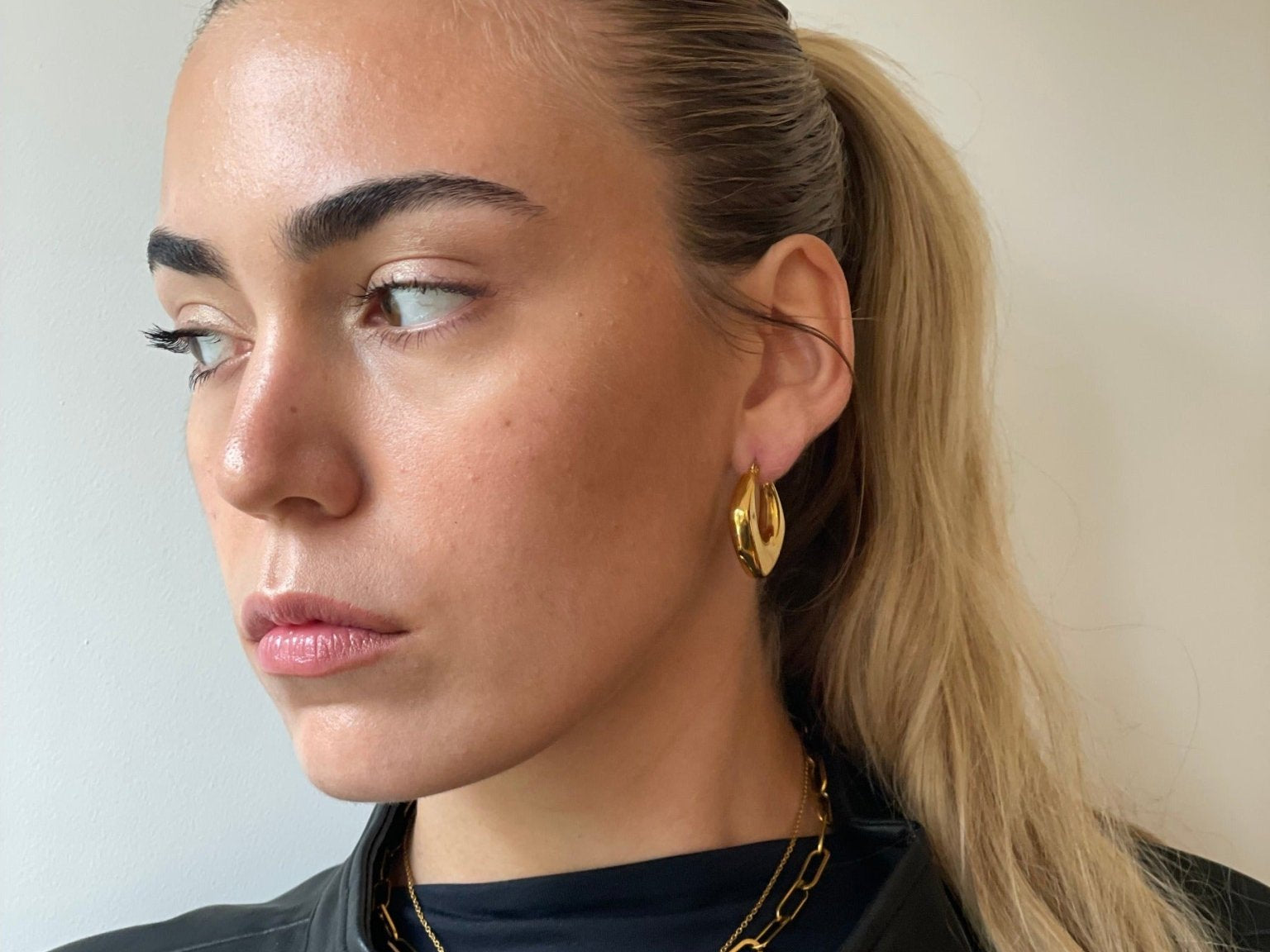 Joyce Geo Gold Hoops by Koréil Jewelry
