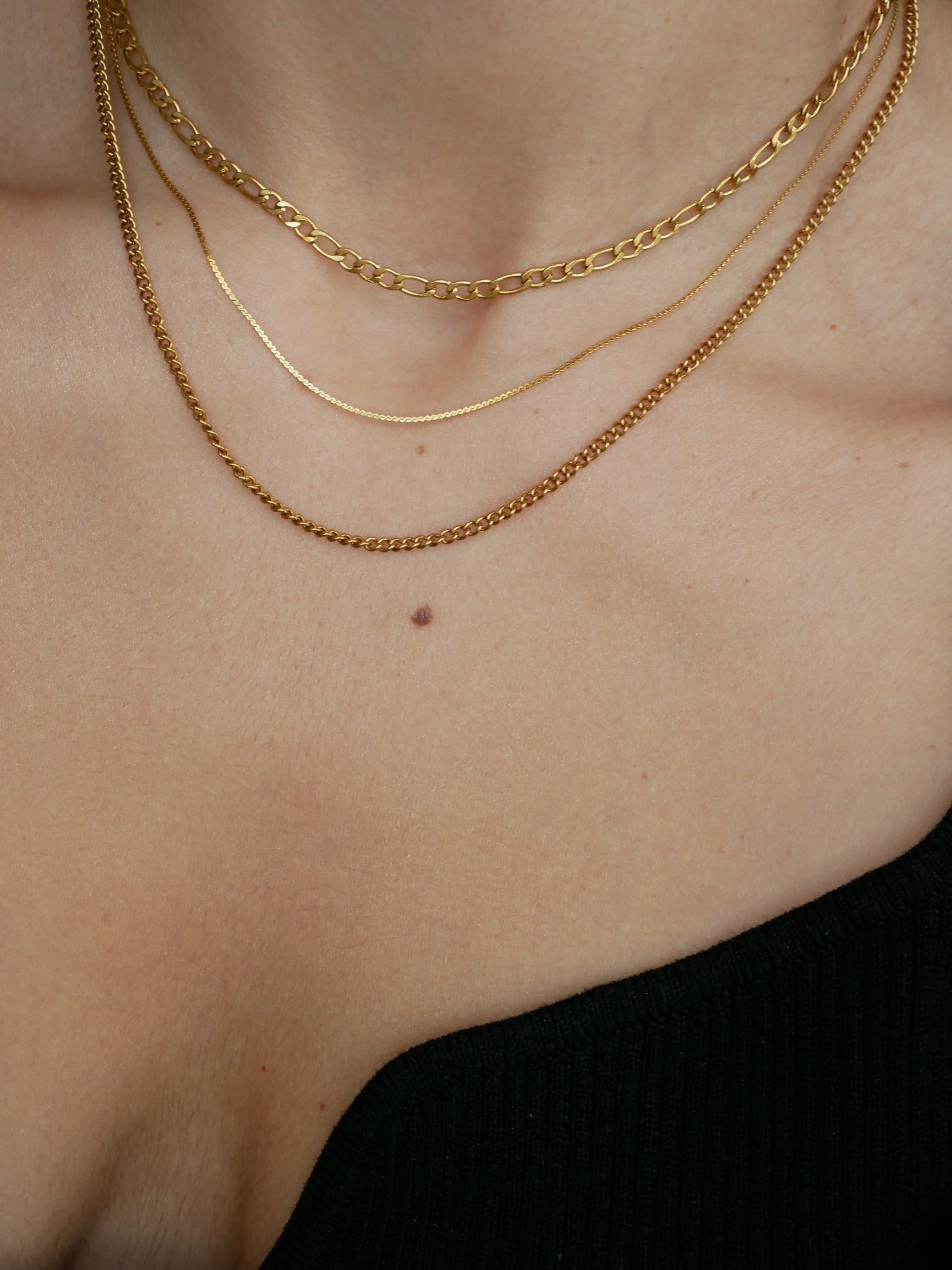 Angela Layering Figaro Gold Chain by Koréil Jewelry