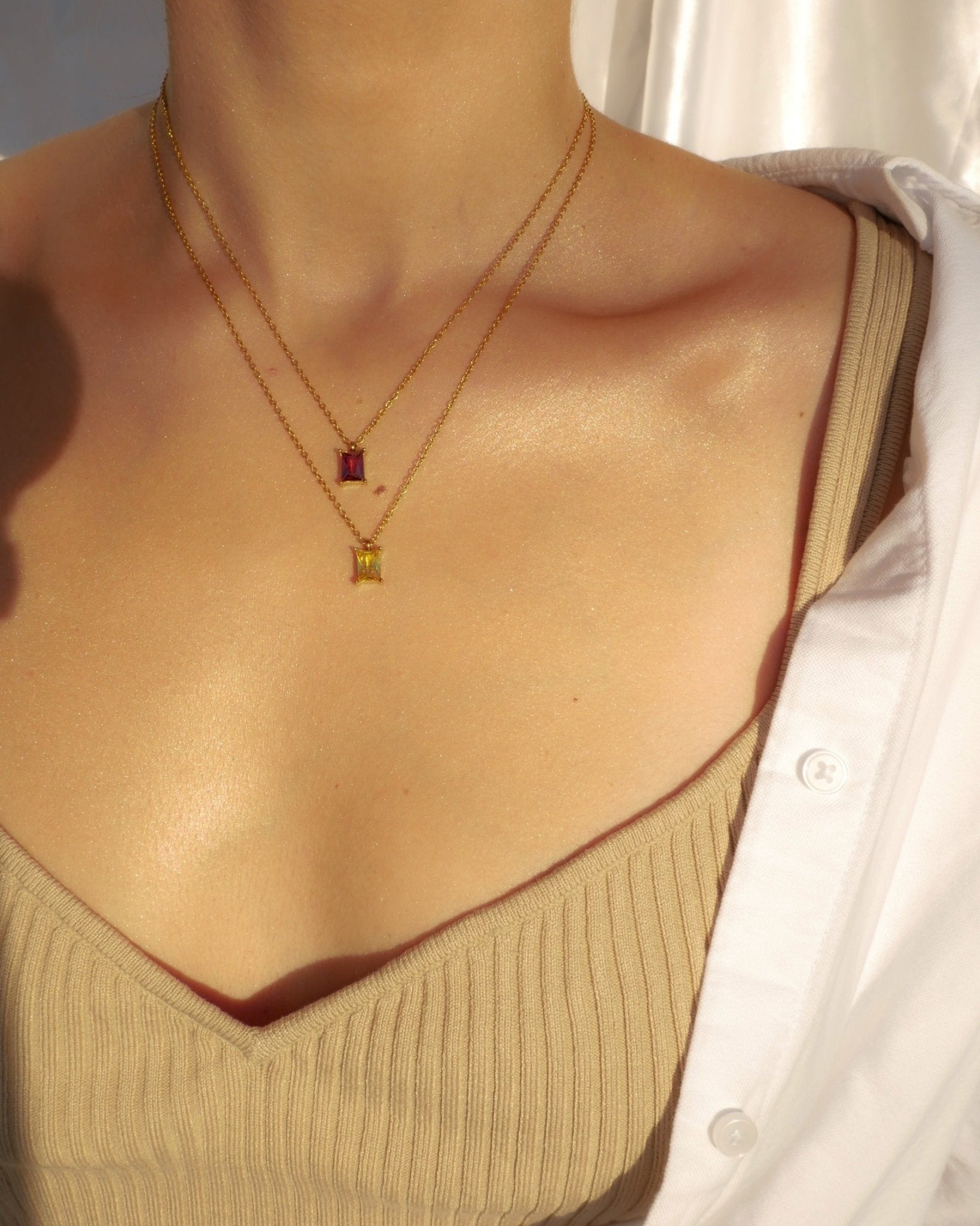 Estelle Zirconia Pendant Gold Chain by Koréil Jewelry