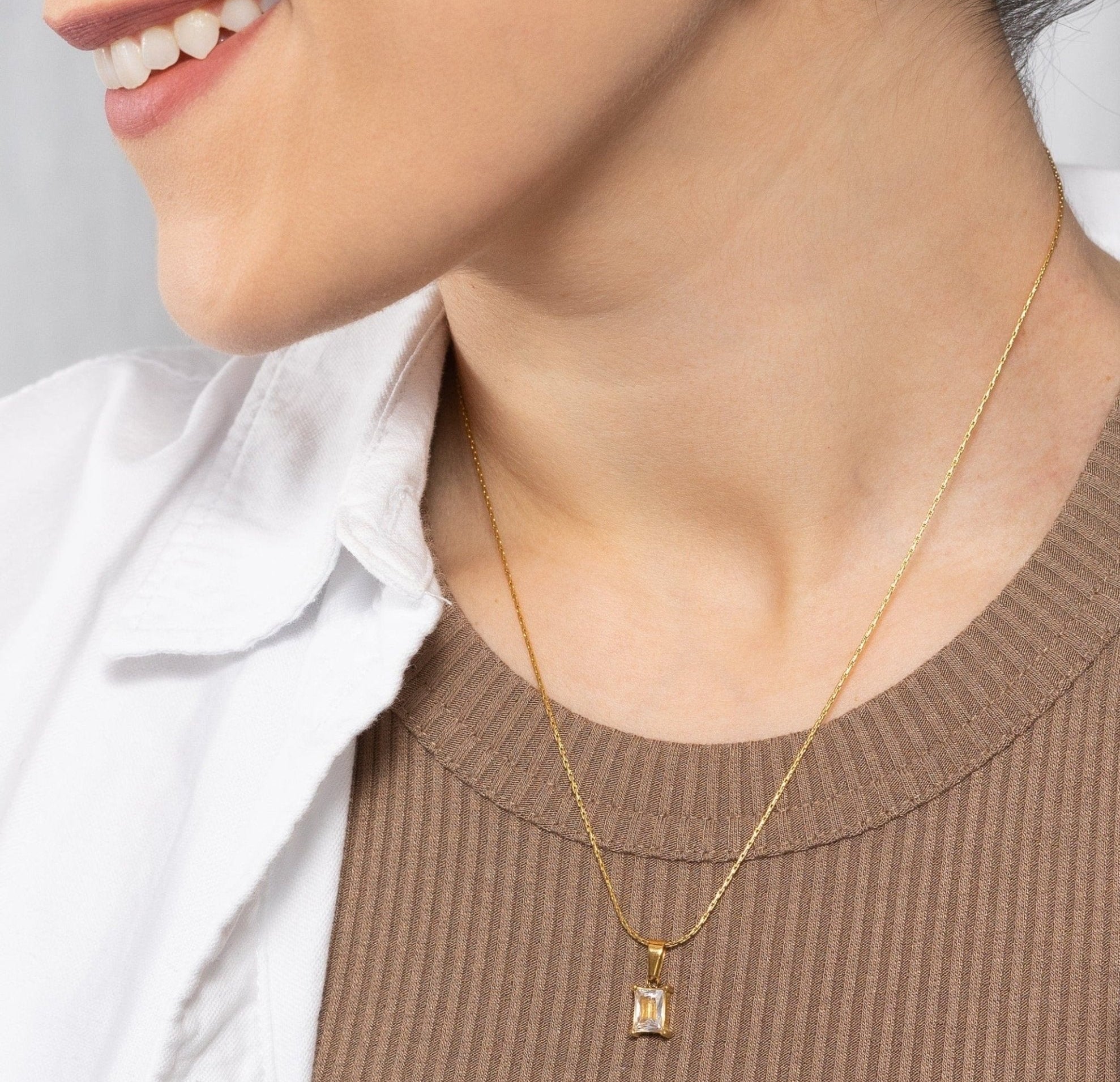 Esther Zirconia Pendant Gold Chain by Koréil Jewelry