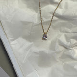 Faye Solitaire Zirconia Pendant Gold Chain by Koréil Jewelry
