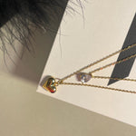 Faye Solitaire Zirconia Pendant Gold Chain by Koréil Jewelry