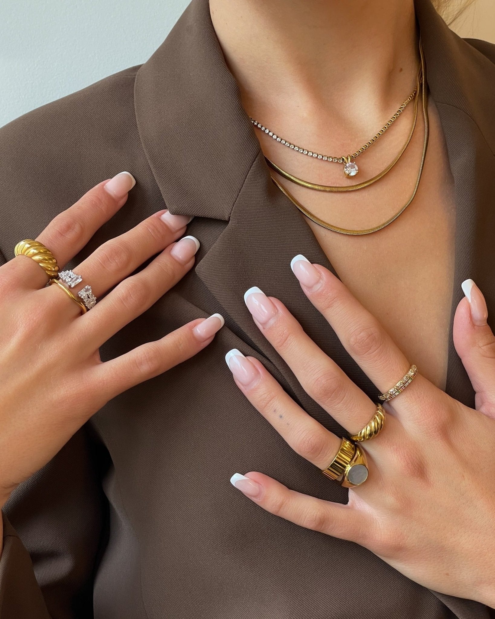 Willow Double Layer Herringbone Gold Chain by Koréil Jewelry