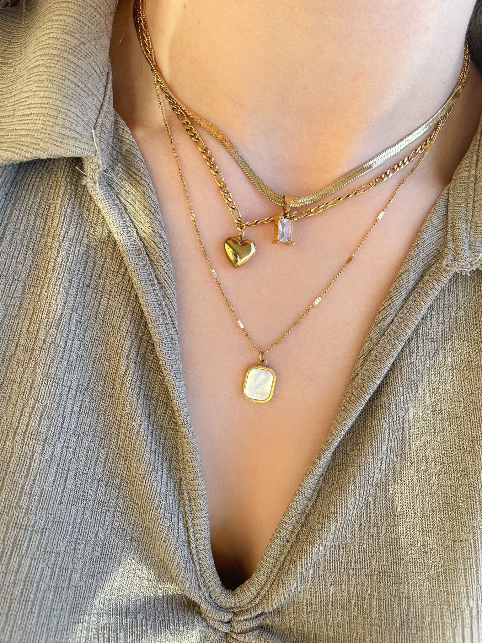 Freya Herringbone Pendant Gold Chain by Koréil Jewelry