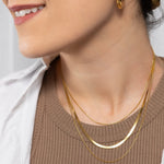 Renee Three Layer Herringbone Gold Chain by Koréil Jewelry