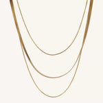 Renee Three Layer Herringbone Gold Chain by Koréil Jewelry