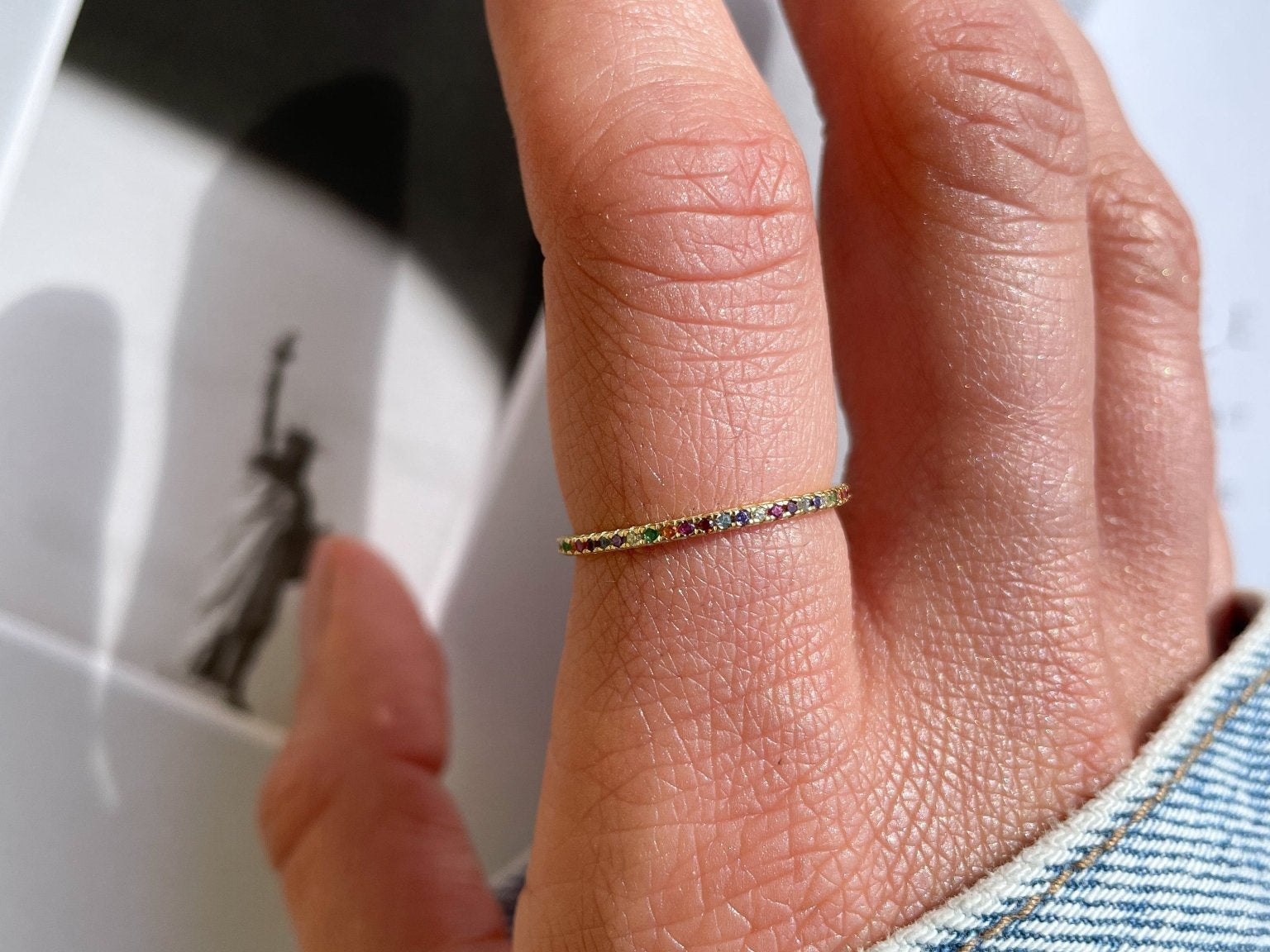 Noelle Rainbow Zirconia Gold Ring by Koréil Jewelry
